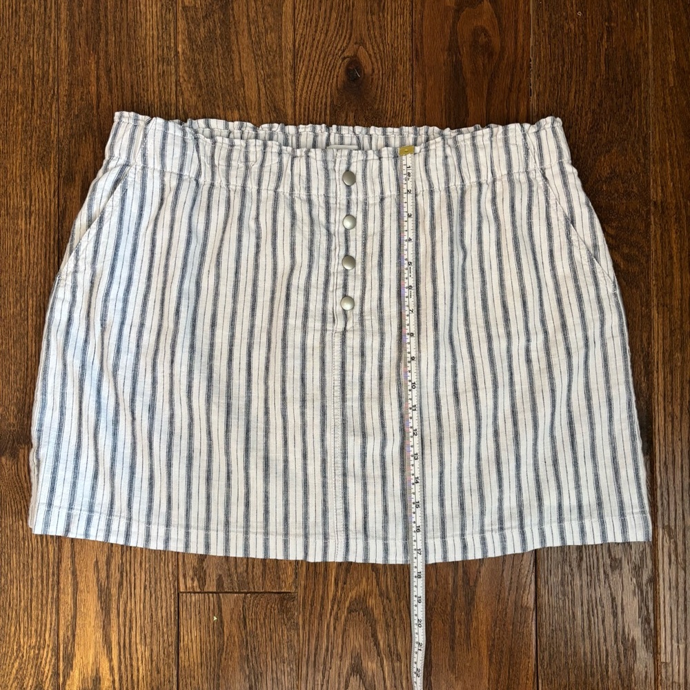 LOFT Striped Button-Front Mini Skirt - White & Blue - Picture 6 of 8